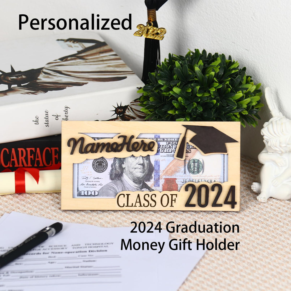 ZZHZBE Personalized Custom Name Money Holder Class of 2024 Graduation Gift ZZHZBE