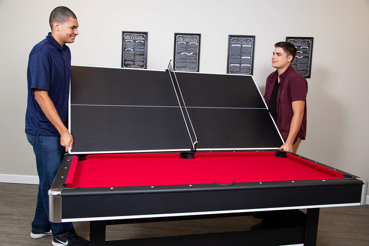 Spartan 6-ft Pool Table with Table Tennis Top - Black with Red Felt Hathaway