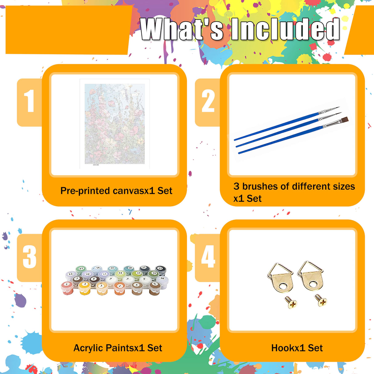 Hutarosl Wild Flowers Paint by Numbers Kits for Adults - Flowers Paint by Number Adult,Flower Canvas Paint by Numbers for Adults,DIY Oil Painting Kits for Gifts Home Decor 16x20in Hutarosl