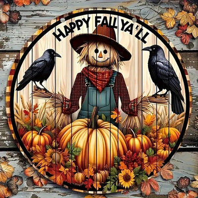 Fall Scarecrow Pumpkin Bird Diamond Painting Kits for Adults, 5D Diamond Art Kits for Adults Beginners, DIY Full Round Drill Diamond Dot Painting Gem Art Kits for Adult, Home Wall Decor 13.8x13.8 Inch