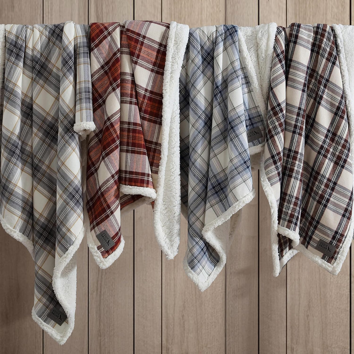 Eddie Bauer - Blanket, Super Soft Reversible Sherpa & Brushed Fleece Bedding, Throw Blankets for Couch, Ideal for Lounging (Montlake Plaid Red) Eddie Bauer