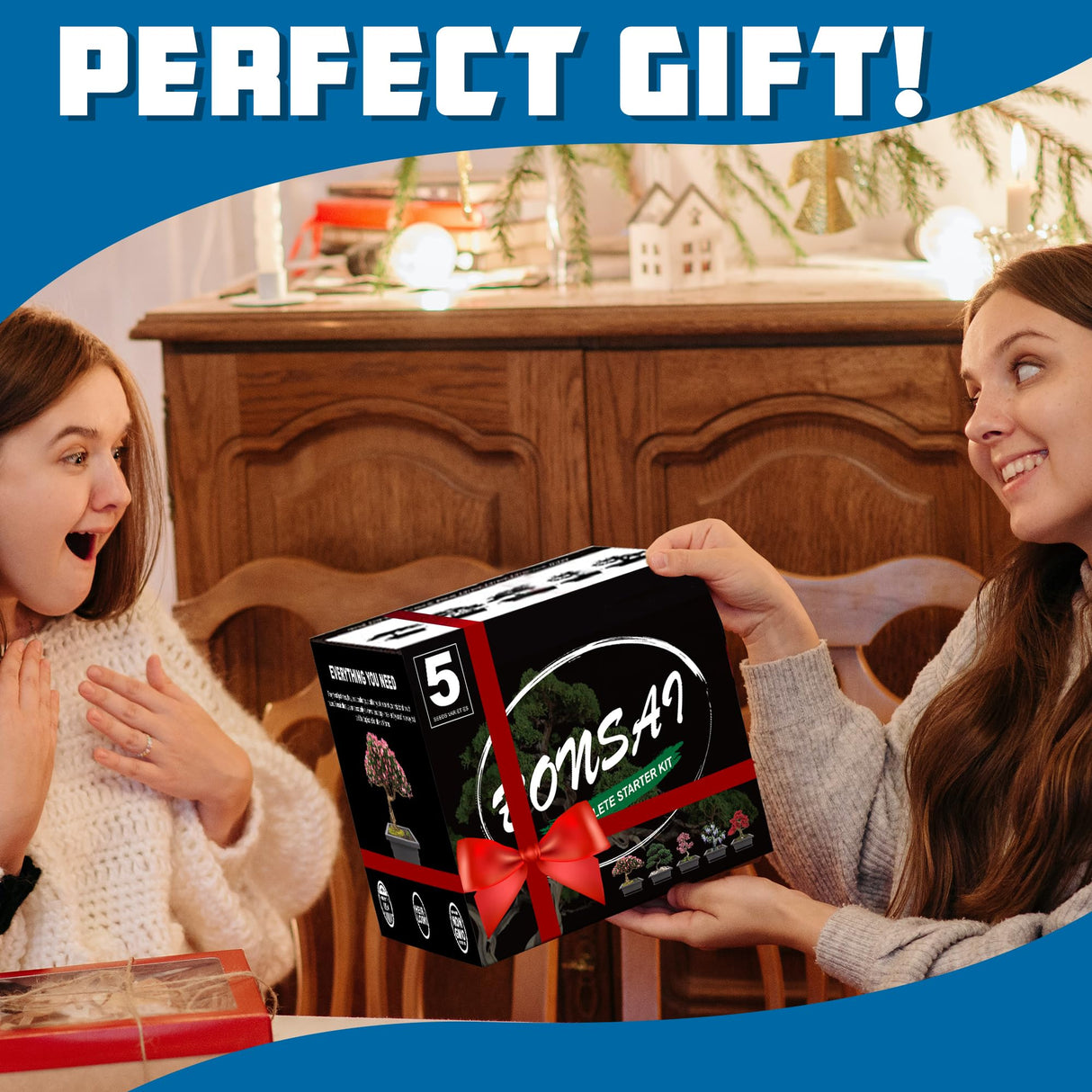 Sproutix Bonsai Starter Kit, 5 Seeds Growing into Acacia, Wisteria, Sakura, Red Maple and Black Pine, Including Complete Gardening Tools with A Gift Box, Christmas Gifts for Men Women Beginners SPROUTIX