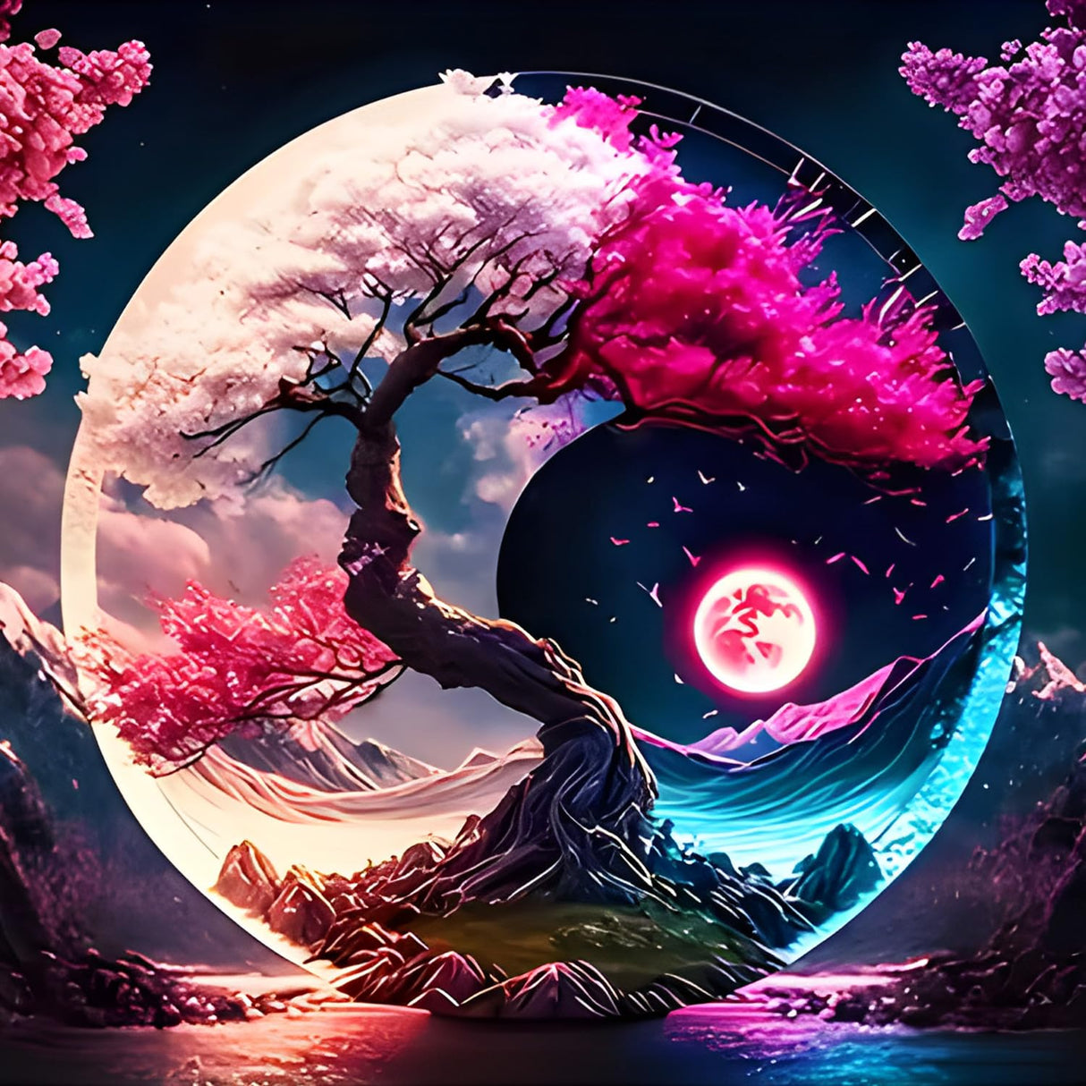 GDYEEH DIY 5D Yin and Yang Diamond Art Kits, Tree of Life Full Round Drill Sparkling Diamond Painting Picture, Diamond Painting Art Kits Craft for Adults Beginners, Home Wall Decor 12x12inch GDYEEH