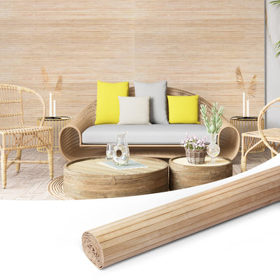 Art3d 48 x 96 Inch Natural Bamboo Wall Panel for Interior Wall Decor, Flexible Pole Wrap Wainscoting Wall Cladding Paneling for Living Room, Bedroom, Office, Kitchen Island, Light-carbonized