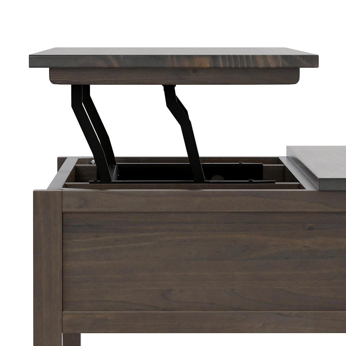 SIMPLIHOME Ela Solid Wood 48 Inch Wide Rectangle Transitional Lift Top Coffee Table in Smoky Brown, for The Living Room and Family Room SIMPLIHOME