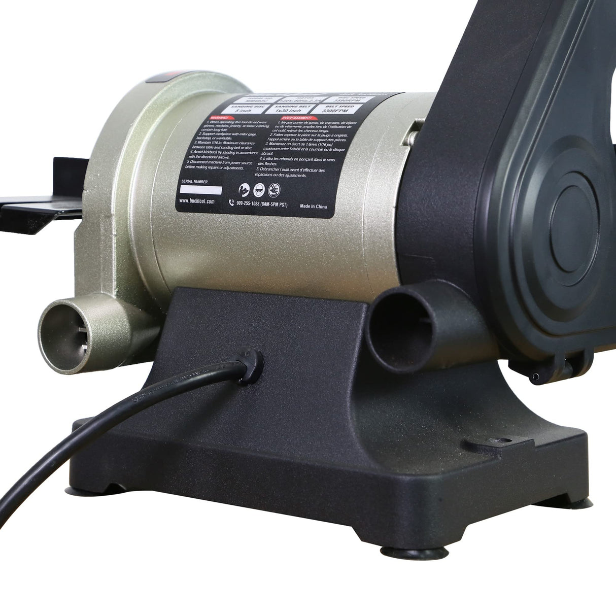 Bucktool 1x30 Inch Bench Belt Sander with 5 Inch Disc with Wrench Storage and Easy Belt Cover Off, 1/3HP Direct Drive Benchtop Belt Disc Sander Bucktool