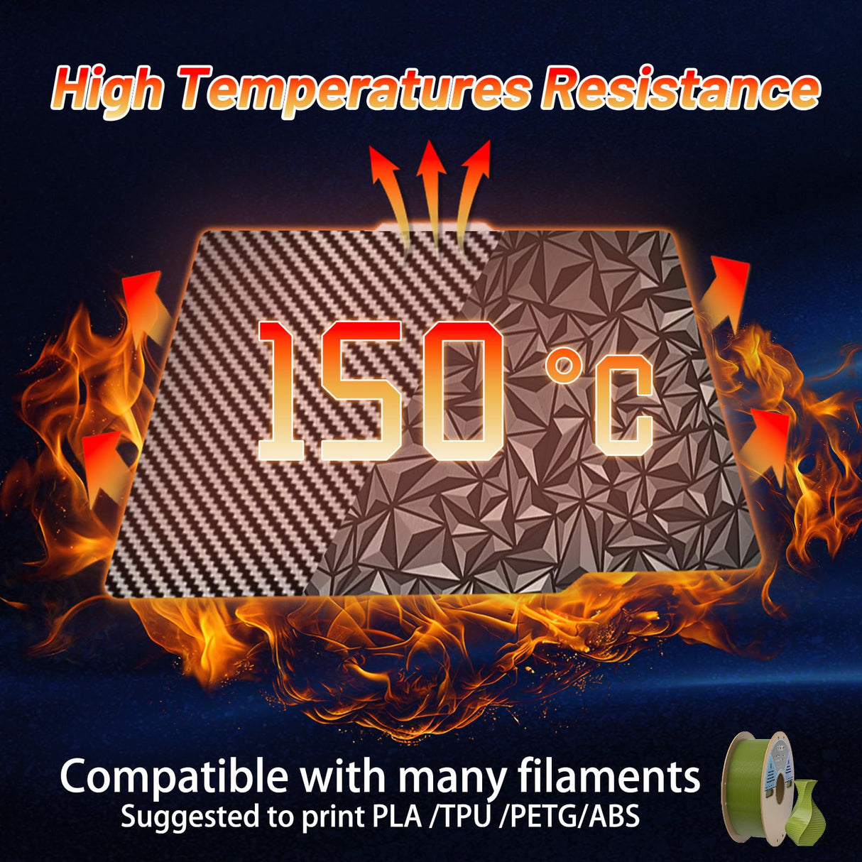 JUUPINE 3D Printer PEO PET Build Plate for Bambu Lab X1/X1C/X1E/P1P/P1S/A1 3D Printer,Diamond PEO+Carbon Fiber PET Surface 257x257mm Spring Steel Plate,Double Sided Flexible Sheet Removable Platform. Wefuit