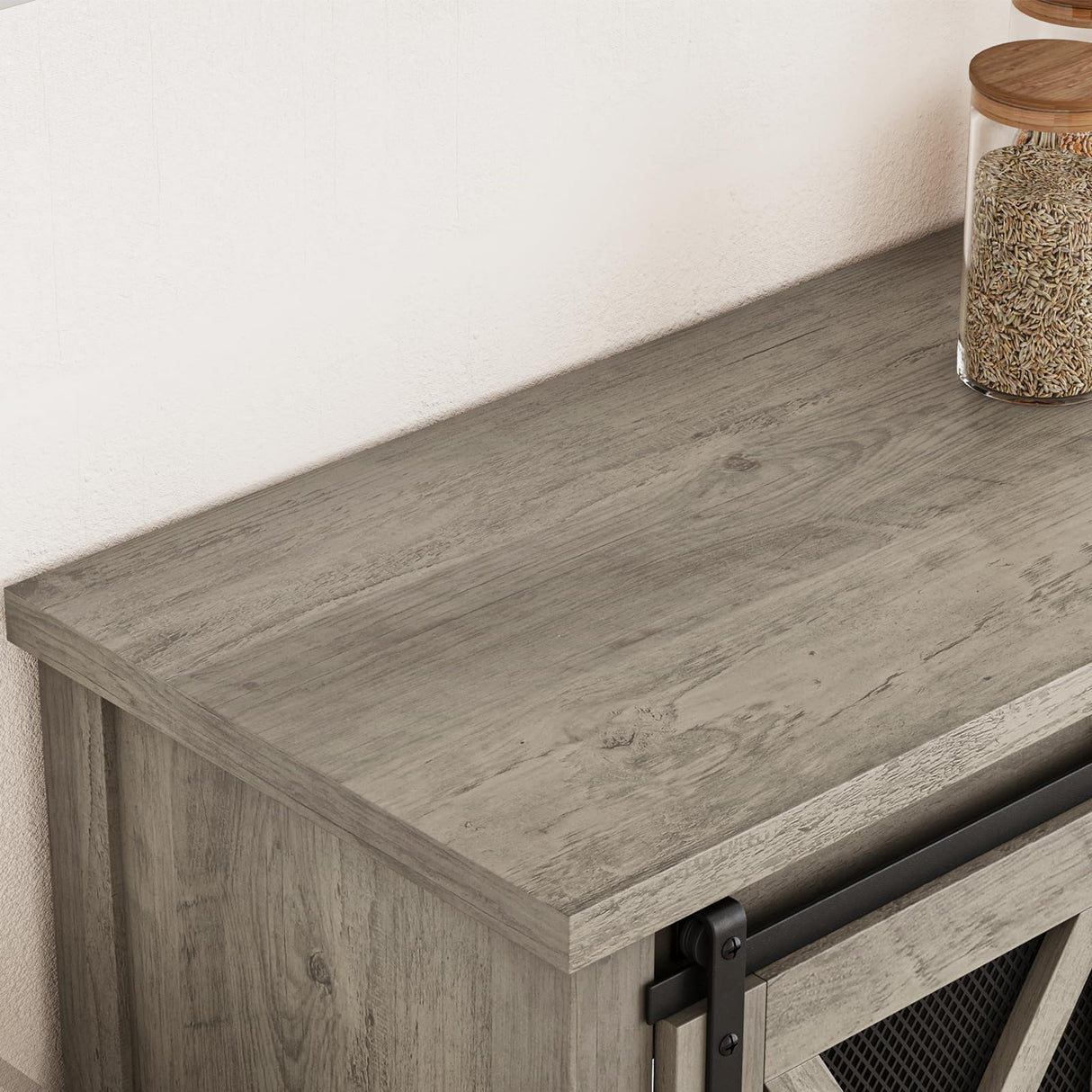 IDEALHOUSE Coffee Bar Cabinet, Sideboard Buffet Storage Cabinet with Storage, Farmhouse Wine Bar Cabinet with Wine Glass Rack, Liquor Cabinet Bar for Home, Kitchen, Dining, Living Room, Grey IDEALHOUSE