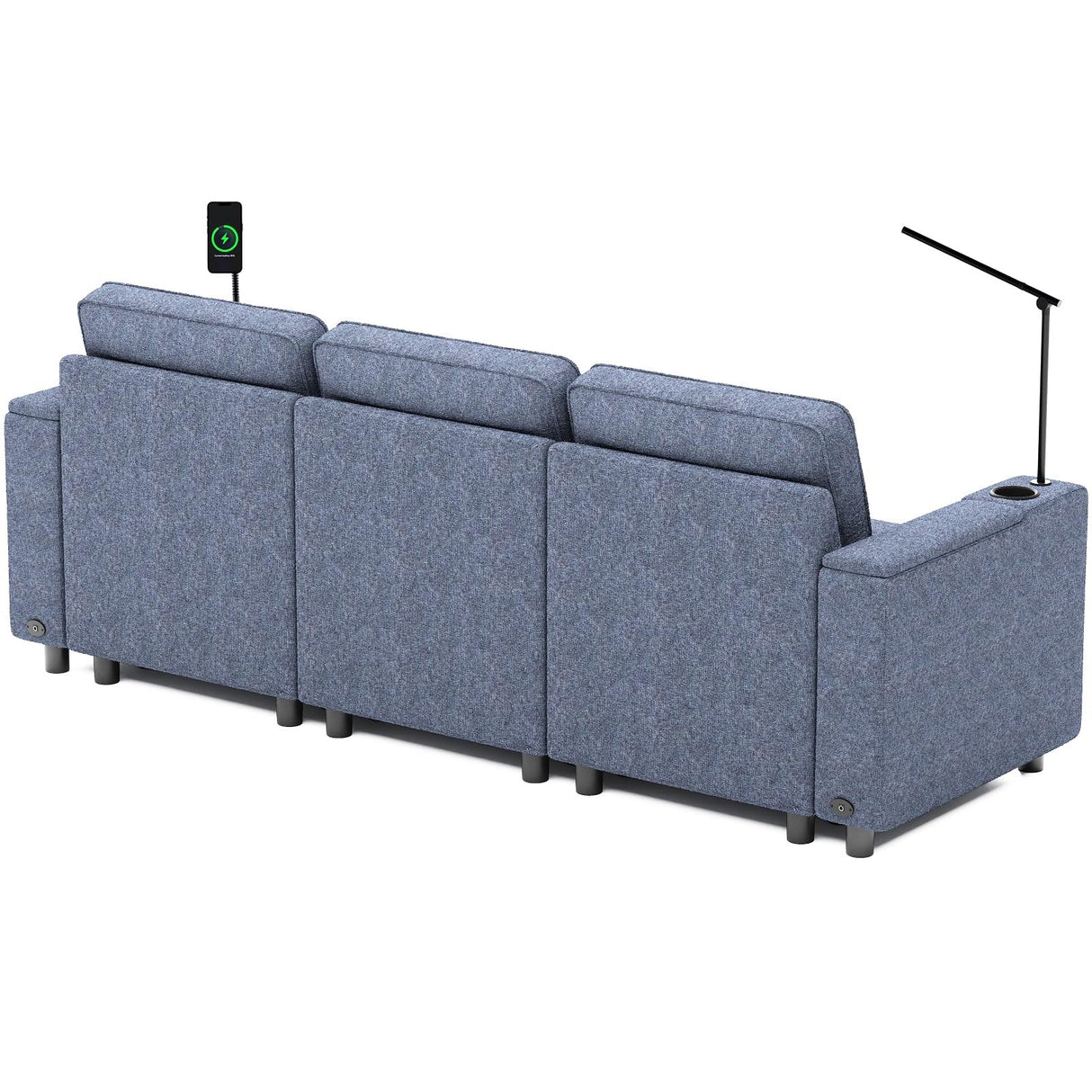 beyond SMART Modular Sectional Sofa,Multifunctional Couches for Living Room with Storage, Armrest with Power Grommet and Cup Holder, Wireless Charging Stand & LED Light Included beyond SMART