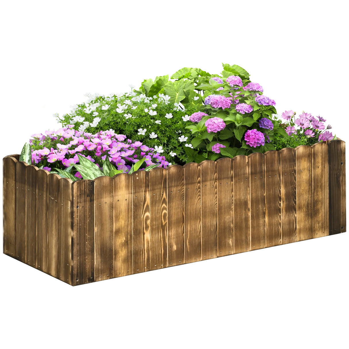 Outsunny 40" x 16" x 12" Raised Garden Bed, Raised Planter Box, Wooden Planter Raised Bed with Drainage Gaps & Lightweight Build, Natural Wood Outsunny