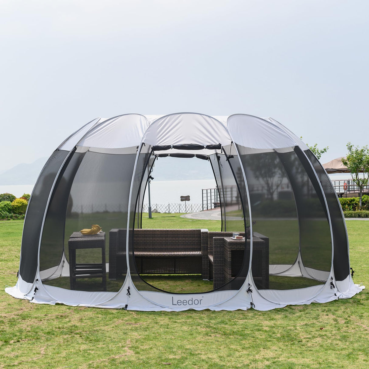 LEEDOR Pop Up Screen House, 12-15 Person Outdoor Screen Tent,Camping Screen Room with Carry Bag, Screen Gazebo with Mosquito Netting, Instant UV Resistant Sun Shelter for Garden Patio Backyard 15'x15' LEEDOR