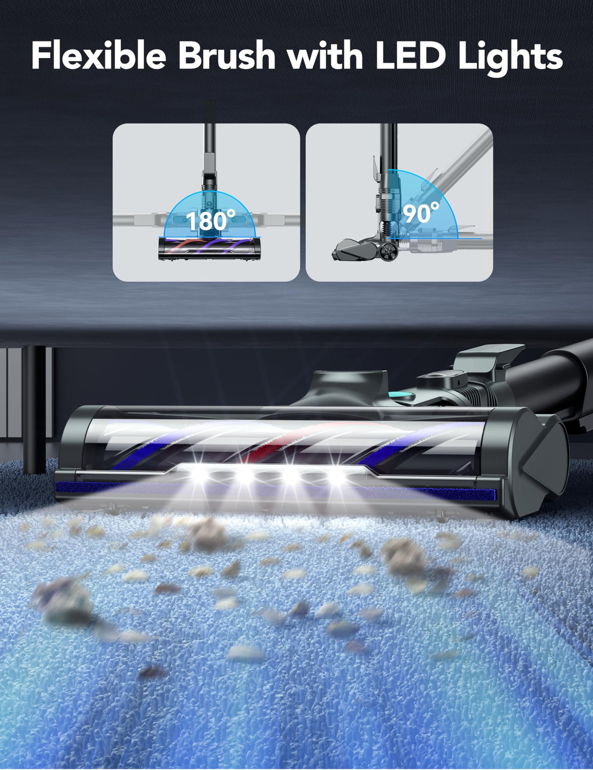 QikCln Cordless Vacuum Cleaner, 8-in-1 Powerful Vacuum Cleaners for Home with 1.3L Large Capacity, 2 Modes & 30Mins Runtime, Rechargeable Stick Vacuum for Pet Hair Hardwood Carpet - Green QikCln