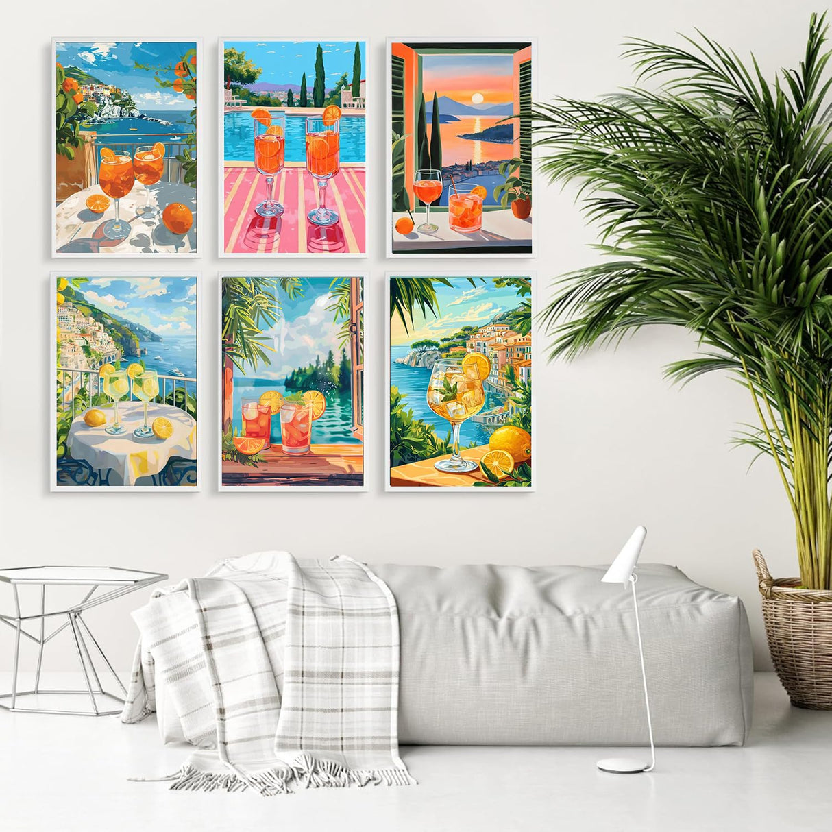 Tiwabb 6 Pack Cocktail Paint by Numbers Kit for Adults Beginner,Scenery Easy Adult Paint by Number Kits on Canvas DIY Painting for Beginners Art by Numbers for Gifts Home Wall Decor 9.5x11.81 Inch Tiwabb