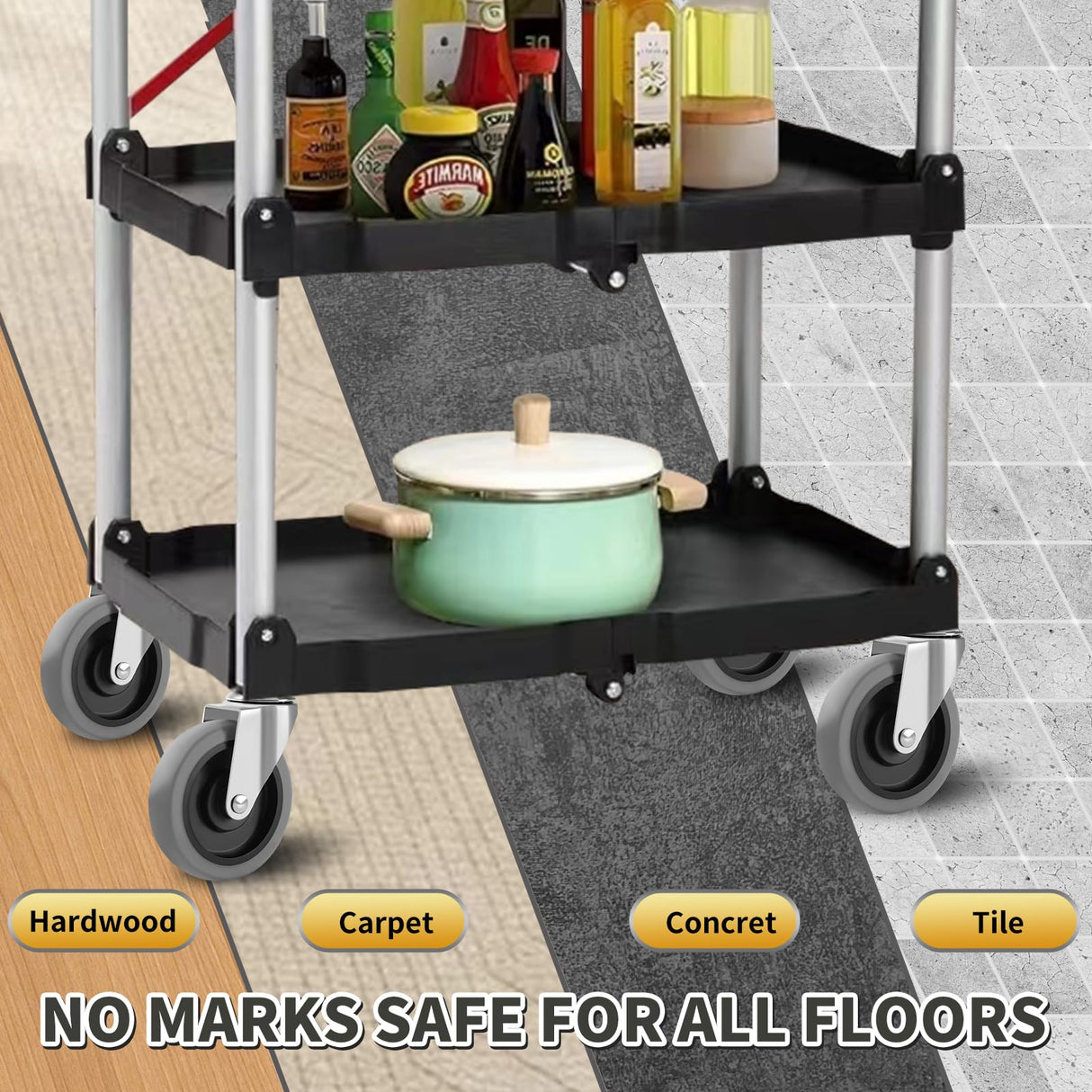 Besitu 4 Inches Stem Caster Wheels, 7/16-Inch Stem Diameter Swivel Casters Set of 4 Heavy Duty TPR Replacement Wheels for Utility Cart Rubbermaid Mop Bucket Shop Vac Weber Grills Besitu