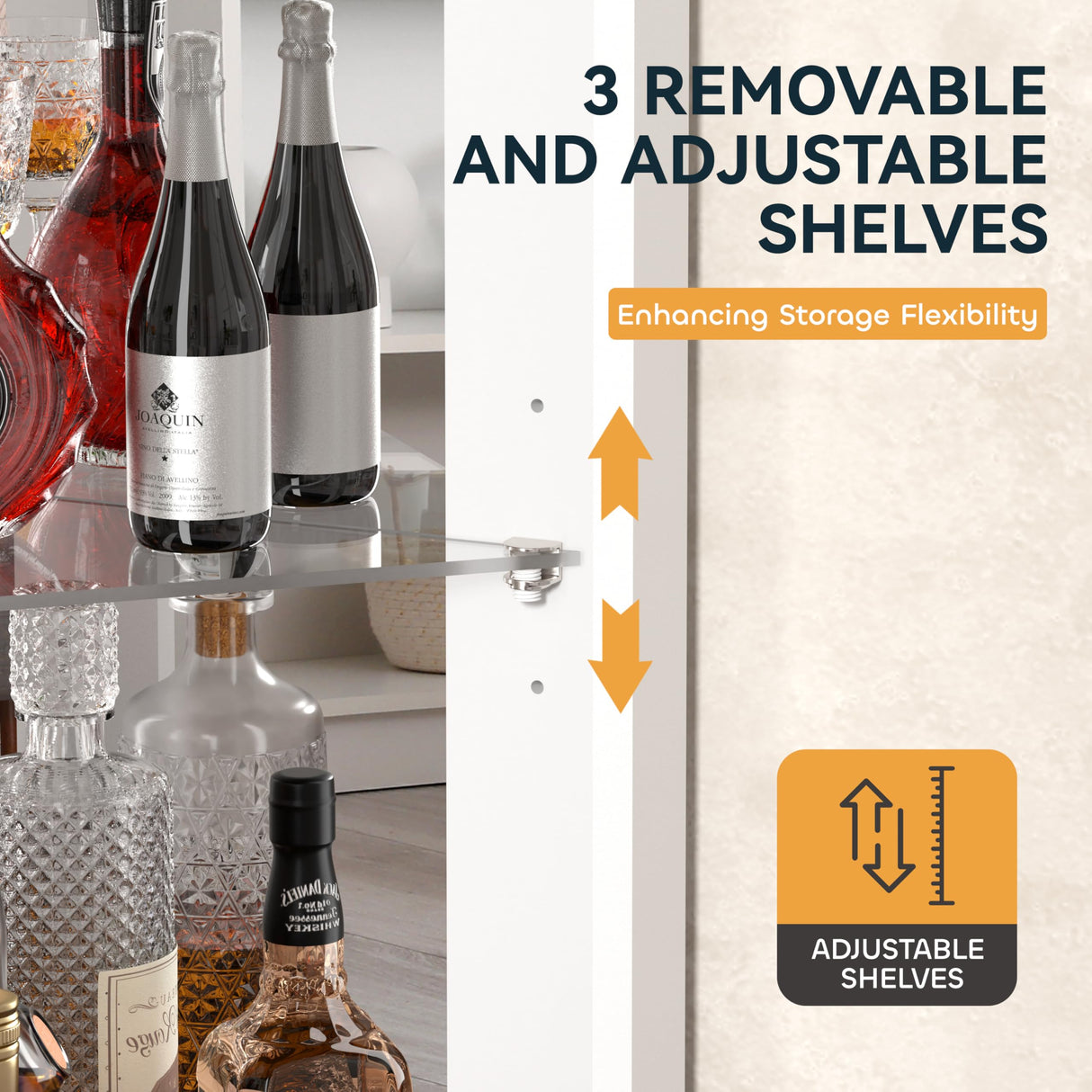 Oransail 68.9“ Tall Corner Bar Cabinet, Wine Bar with LED Light and Mirror, Farmhouse Liquor Cabinet with Adjustable Shelf & Glass Rack, for Dining Room, Living Room Oransail