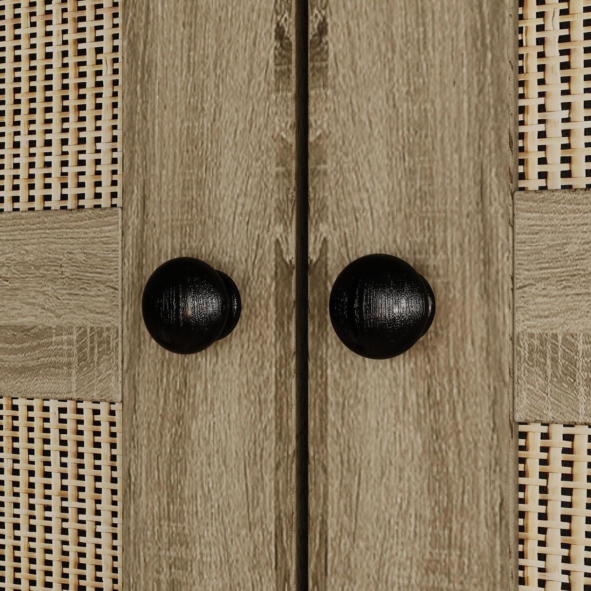 Hitow Ratten Wardrobe Cabinet Armoire Closet, 8 Door Rattan Closet Wardrobe Cabinet with 5 Drawers & Hanging Rod, Storage Wardrobe Armoire Dresser for Bedroom Organizer (18.8" D x 59" W x 70.8" H) Hitow