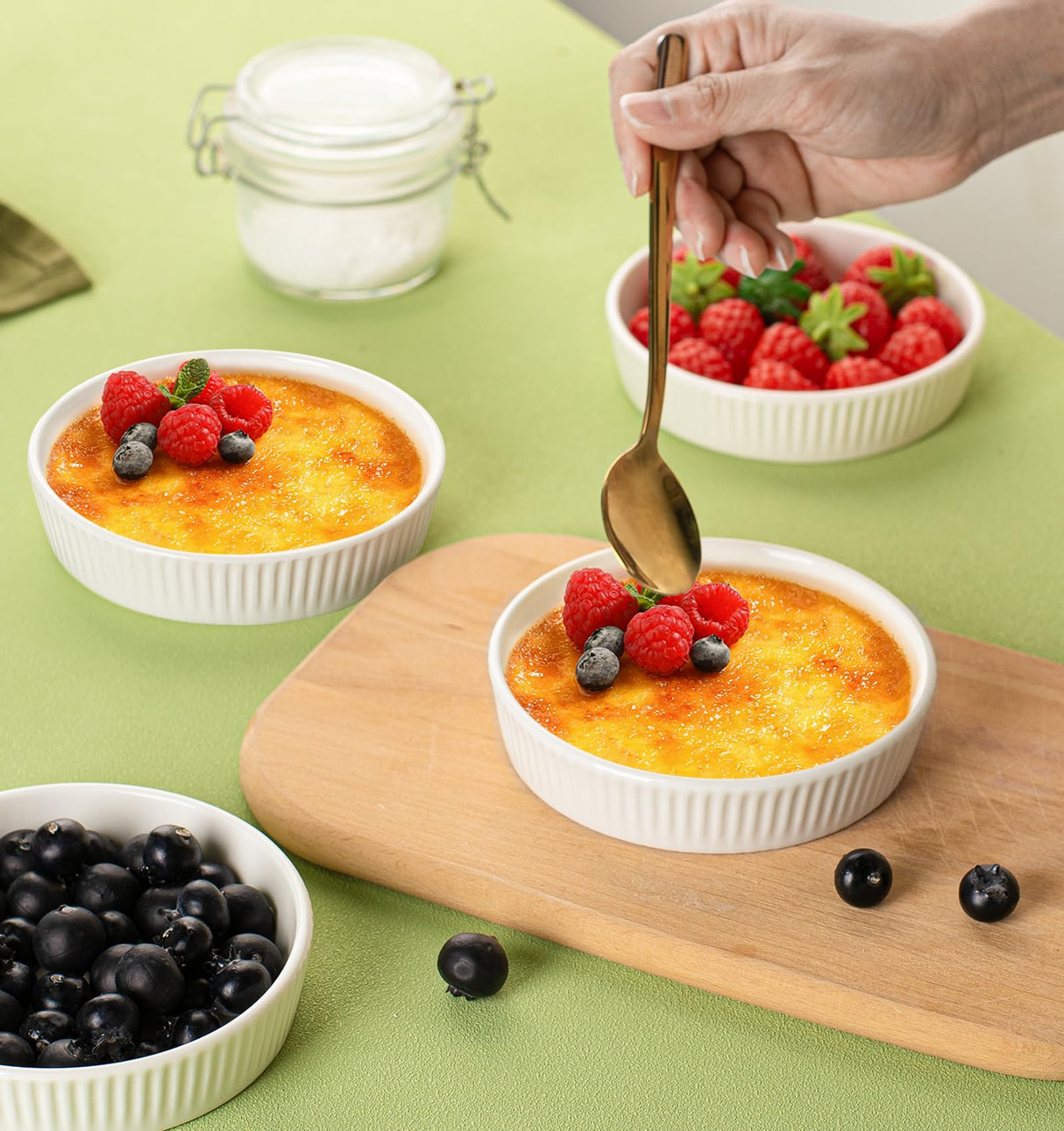Ramekins 8 oz - Oven Safe Shallow Ramekins for Creme Brulee Dishes- Ceramic Souffle Dishes Quiche Dish Mini Tart Pans for Individual Serving,White Puddings Cups Small Pie Pan Sauce Ramekins Set of 6 KOBIKOBI