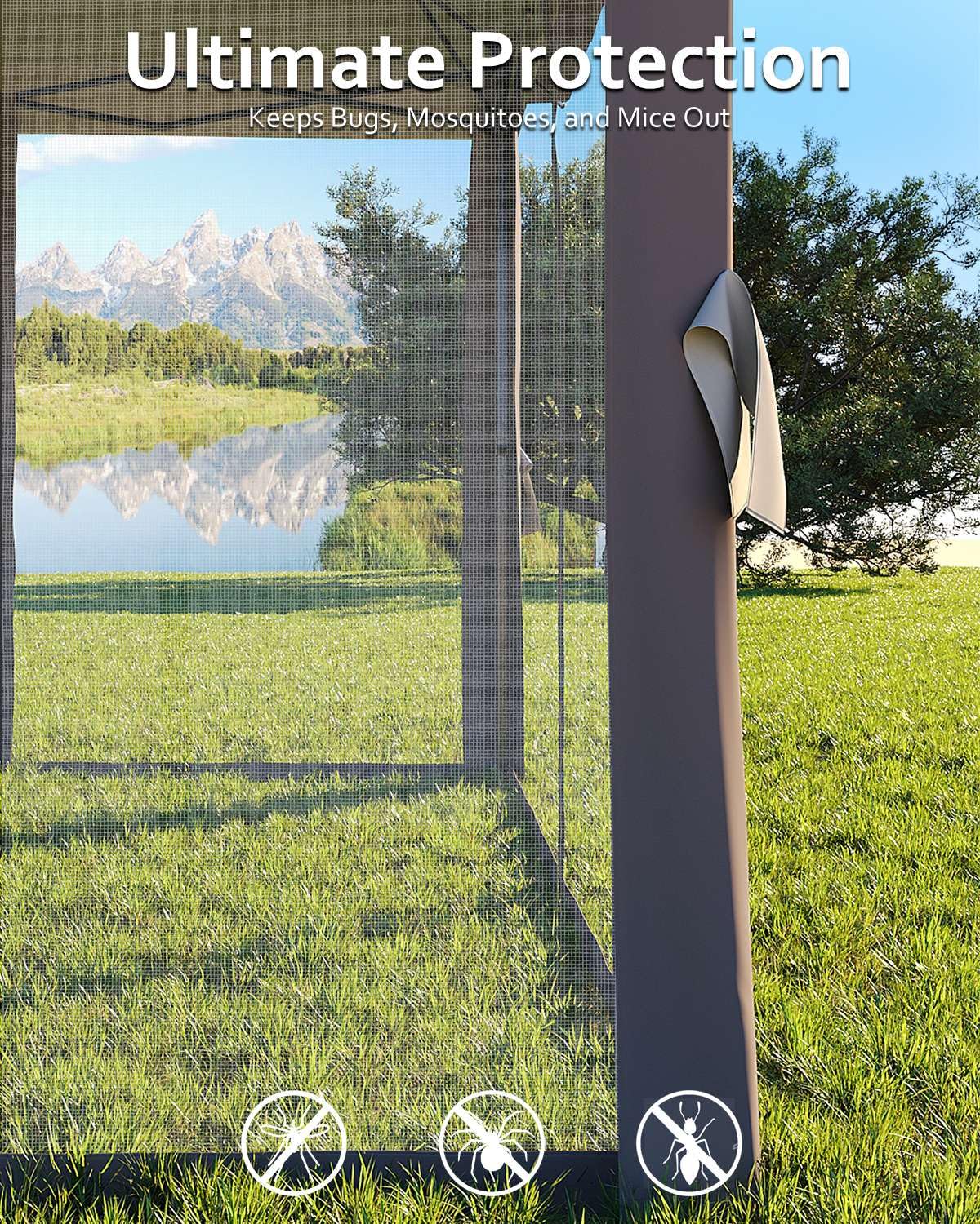 Garveelife 11x11 Pop Up Canopy Tent with Mosquito Netting, Outdoor Canopy Shelter Easy Setup, Water & UV Resistant - Gray Garveelife