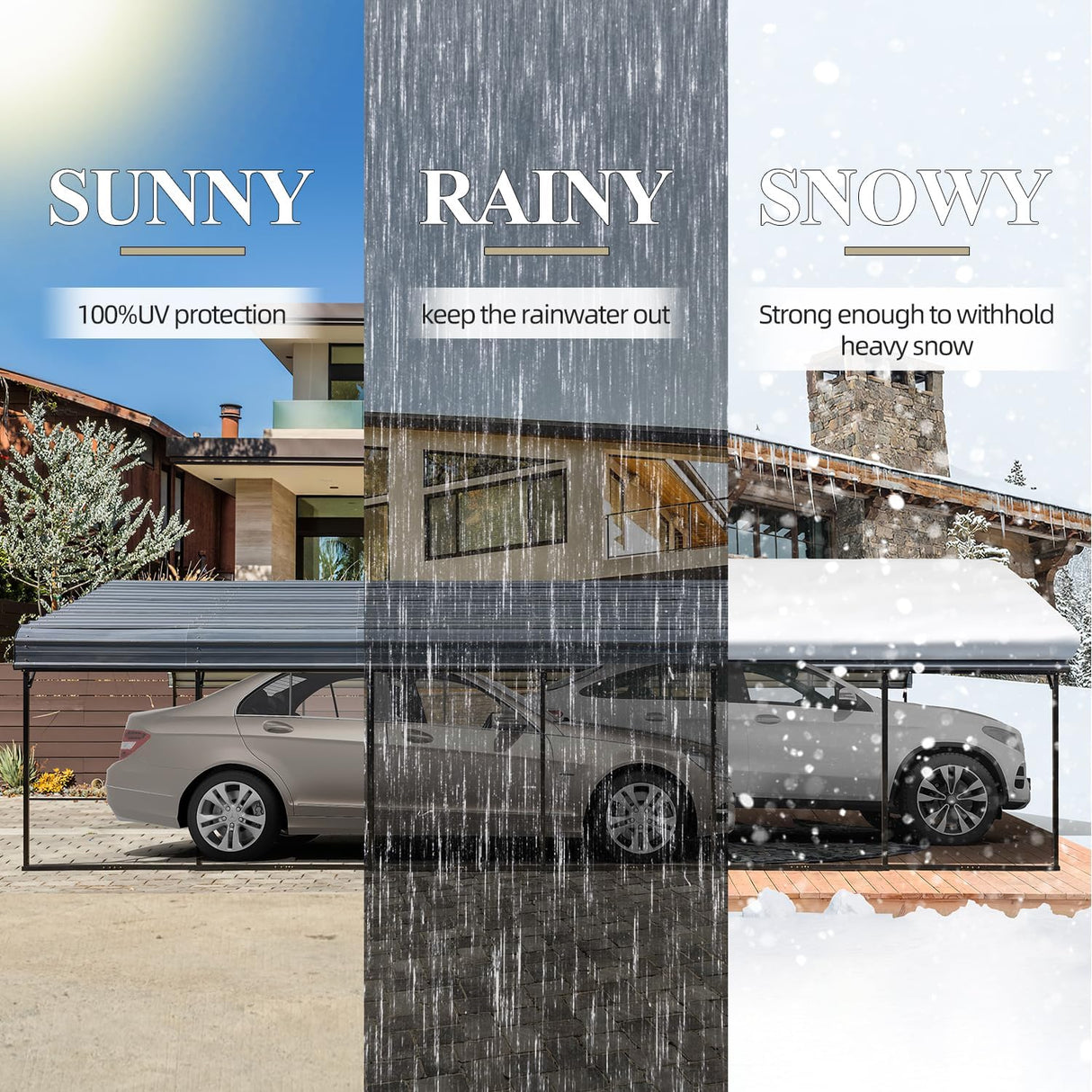 EROMMY 20x40 FT Metal Carport, Heavy Duty Car-Shelter with Galvanized Steel Roof and Frame, Sturdy Car-Shed in All Weathers, Easy Assembly Car-Canopy for 2 Cars, SUV, Tractors and Boat, Gray EROMMY