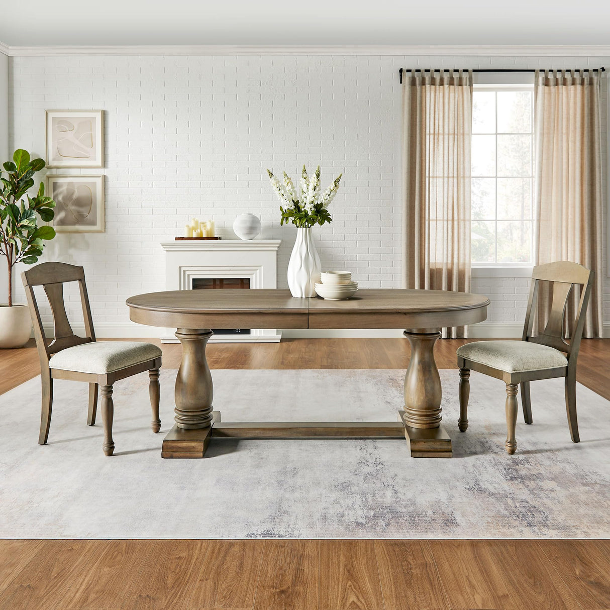 JURMALYN Oval Extendable Dining Table for 6 8 Solid Wood Dining Room Table with 8Chairs Set, 9 Piece Kitchen Table with Leaf Chairs Set Country Rustic Farmhouse Furniture Oak (76.06" to 94.06 ") JURMALYN