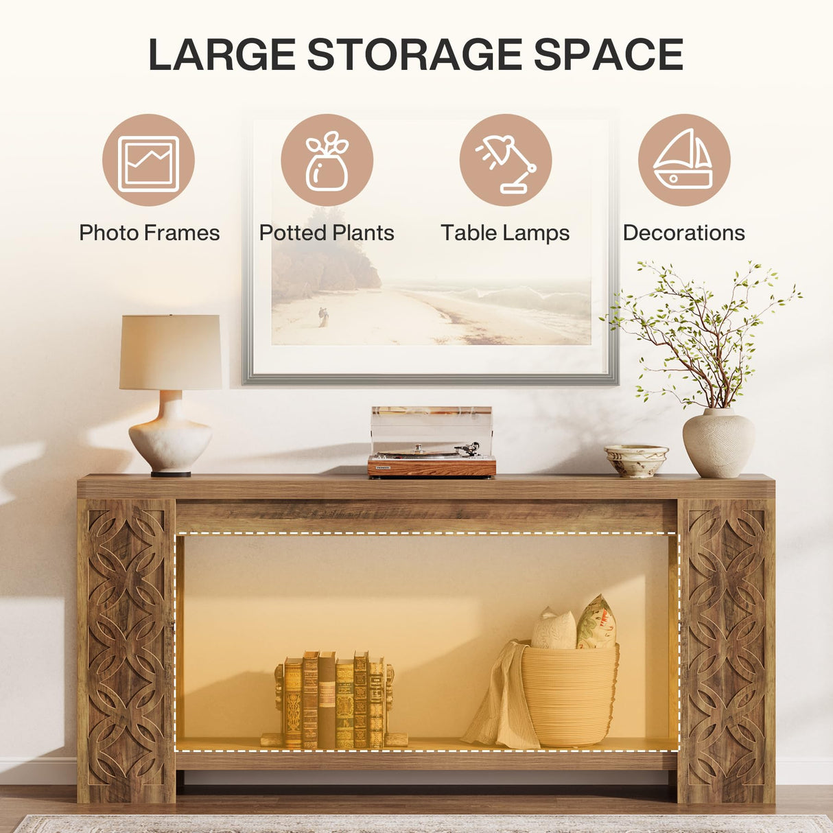 Tribesigns 70.9" Long Console Table with Storage, Narrow Sofa Table Behind Couch, Farmhouse Wooden Entryway Furniture for Living Room, Hallway, Entrance Tribesigns