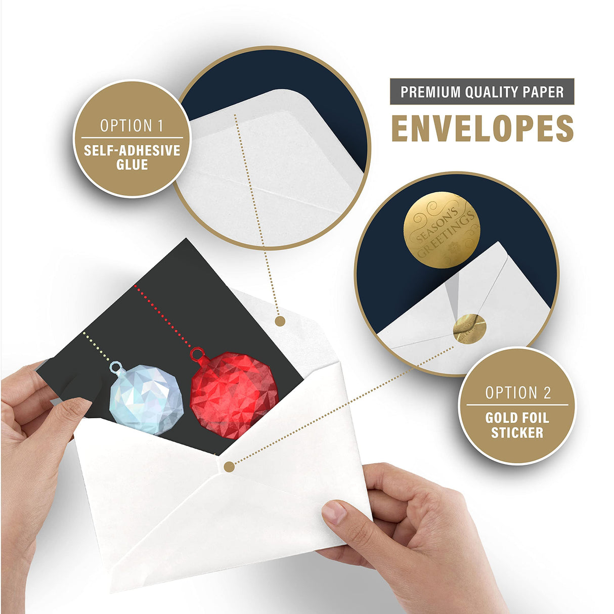easykart labels 18 Christmas Greeting Card Assortment With Envelopes, Gold Foil With 3D Embossing Effect Design, 5.75 x 4.25 Inch easykart labels