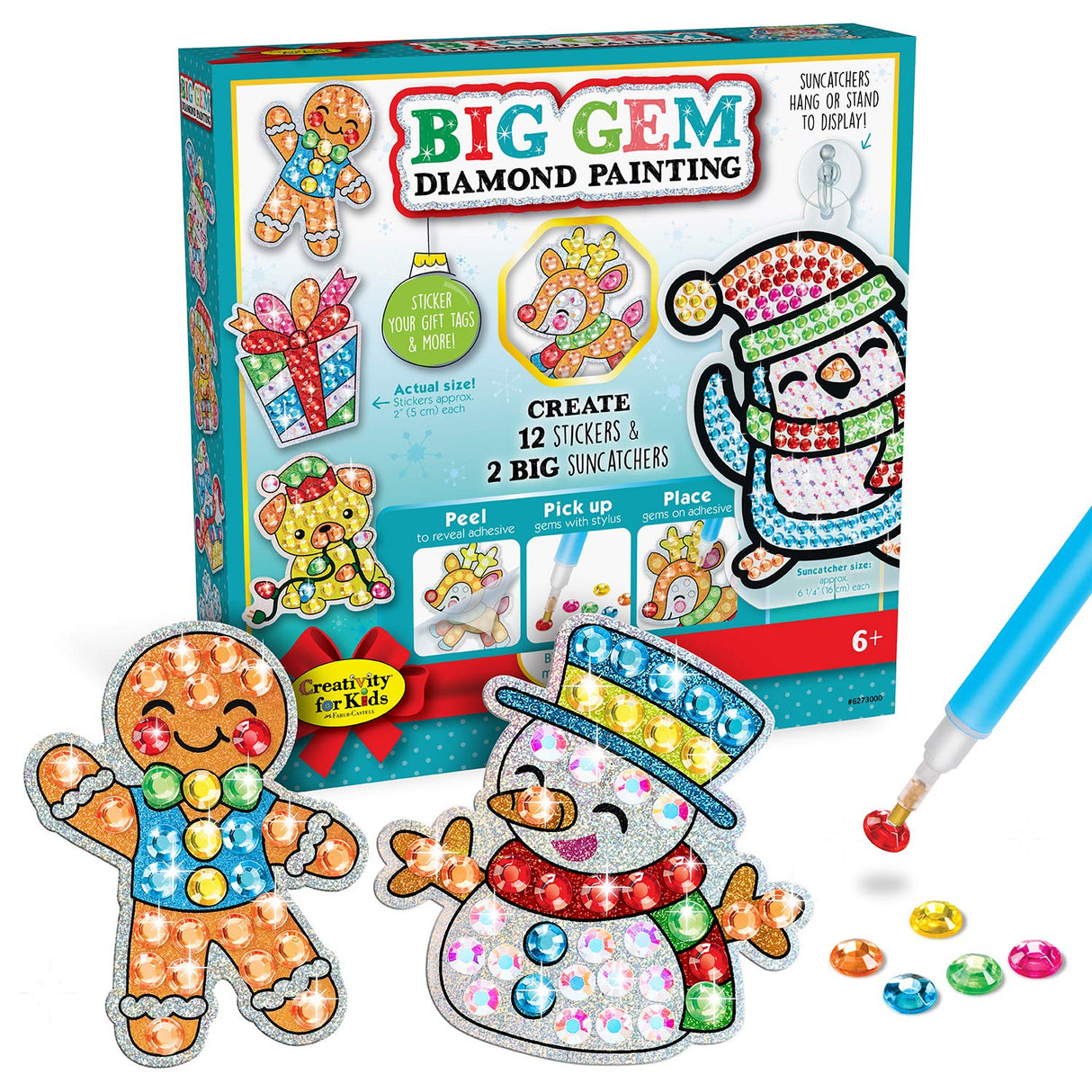 Creativity for Kids Big Gem Diamond Painting Kit: Holiday Stickers and Suncatchers - Diamond Painting Kits and Christmas Gifts, Christmas Crafts for Girls and Boys, Kids Gifts for Ages 6-8+ Creativity for Kids