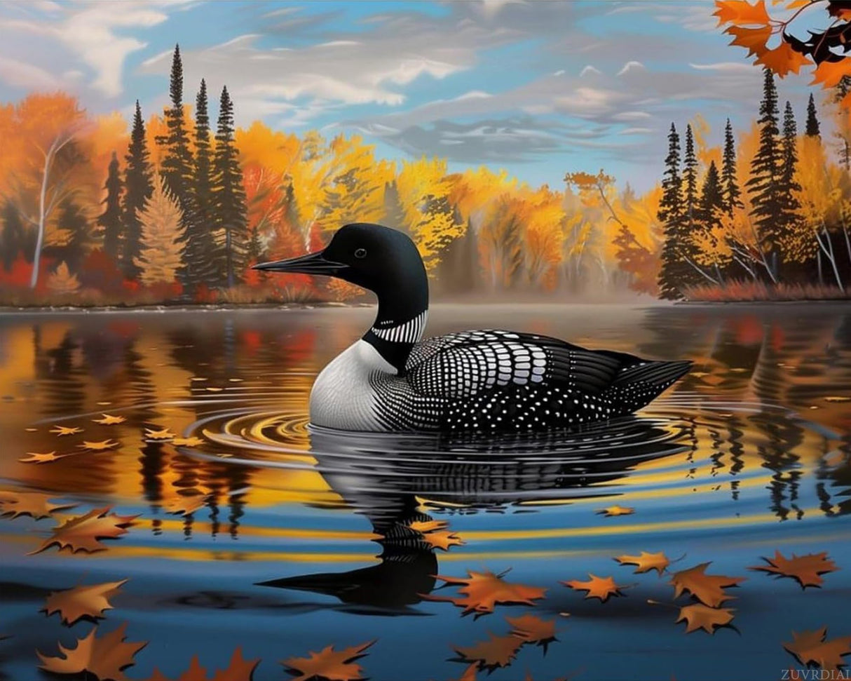 ZUVRDIAI Loons Swimming Lake Paint by Numbers Kit Paint by Numbers DIY Acrylic Drawing Paintworks Artwork Adults Beginners 16 x 20Inch ZUVRDIAI