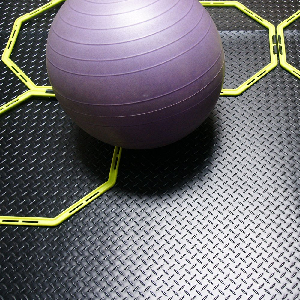 Rubber-Cal Diamond-Plate Rubber Flooring Rolls - 3 mm x 4 ft x 2 ft Rolls - Black Rubber-Cal