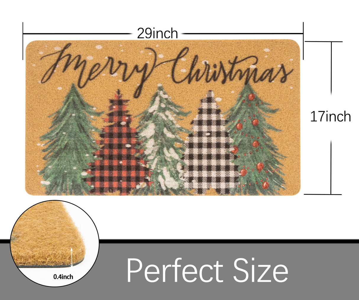 Mealah Christmas-Welcome-Doormat for Outdoor-Entrance - Non-Slip-Coir-Winter-Welcome-Door-Mat Xmas Trees Front-Door-Mat 17 x 29 Inch Mealah