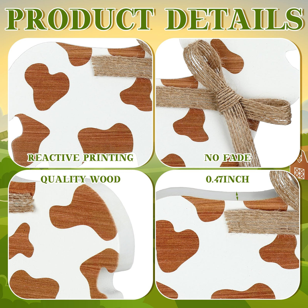 Redbaker 3 Pieces Farmhouse Tiered Tray Decor Cow Tabletop Decor Rustic Wooden Block Cow Centerpieces Decorations Wooden Tray Decor for Home Kitchen Shelf Decor Redbaker