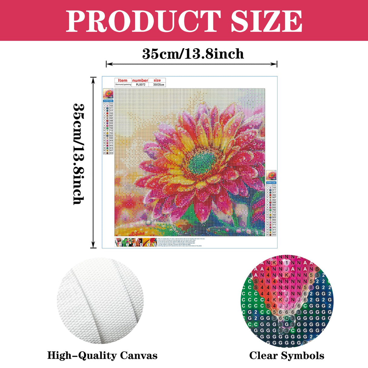 Eiflow DIY Diamond Art Kit for Adults Daisy Flower, 5D Diamonds Painting Kit Craft Gem Art Colorful Flower Full Round Drill(13.8x13.8inch/35x35cm) Eiflow