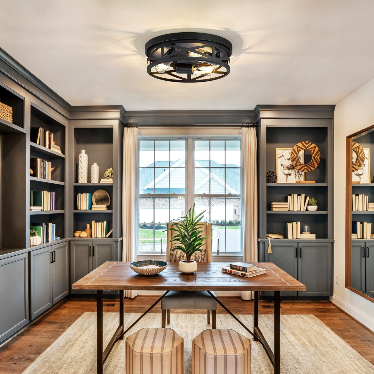 ZHU YAN 13 inch Farmhouse Ceiling Light Fixture,3-Light Hallway Light Fixtures Ceiling,Black Flush Mount Ceiling Light,Light Fixture Ceiling Mount for Kitchen Hallway Entryway,E26 Base(1 Pack) ZHU YAN