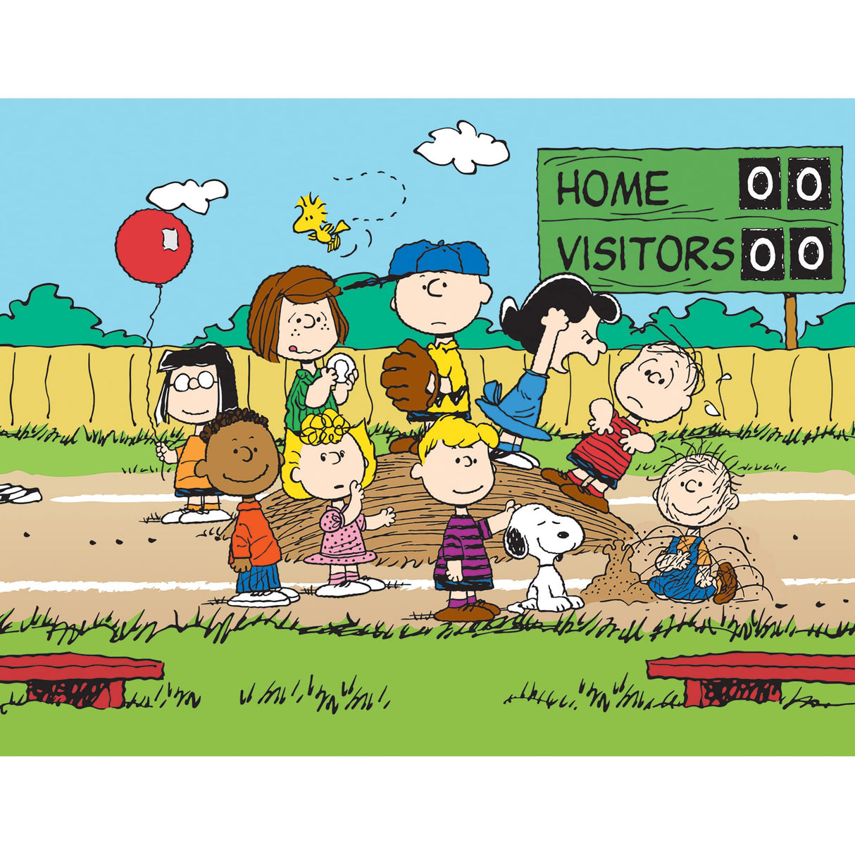 RoseArt - Peanuts - Baseball - 100 Piece Jigsaw Puzzle for Kids and Adults RoseArt