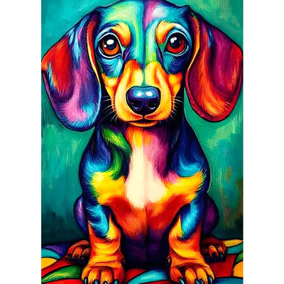 MXJSUA Dachshund Dog DIY Diamond Painting by Number Kits for Adults, Sausage Dog 5D Round Drill Diamond Gem Art Painting Picture Arts Kits Craft for Home Wall Decor 12x16 Inch
