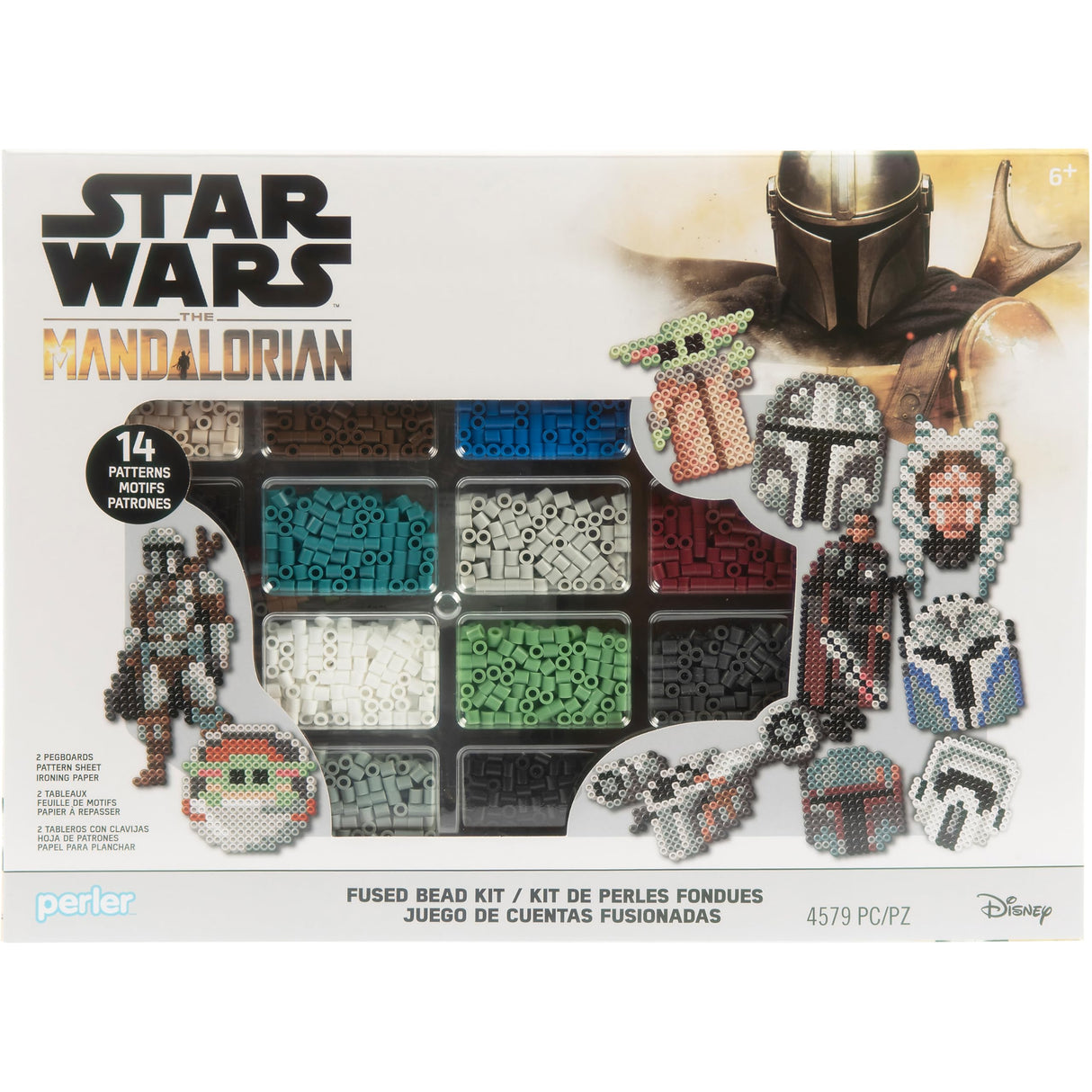 Perler 80-57020 Star Wars' The Mandalorian Fused Bead Kit with 14 Unique Patterns, Multicolor, 4579 Pieces Perler