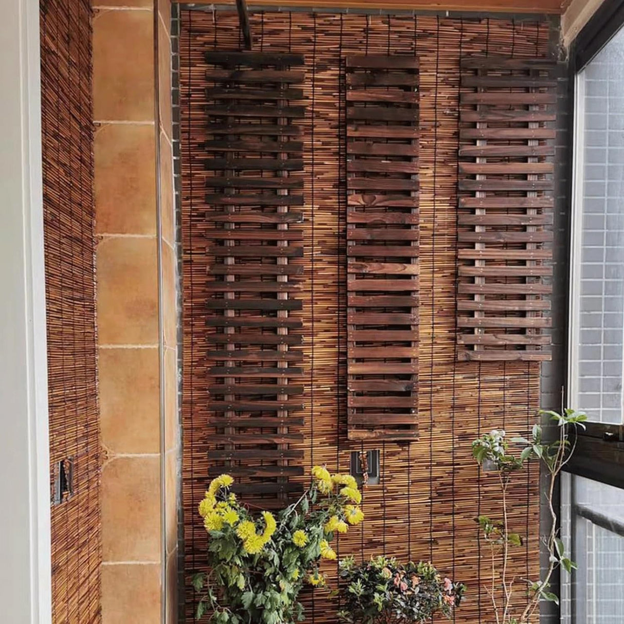 Privacy Fencing Bamboo Privacy Screen Natural Reed Fencing Rolls Balcony Screen Decorative Fences Backyard Divider Easy to Cut for Outdoor Privacy Screening(90 * 800cm(3 * 26ft)) WoodArtSupply