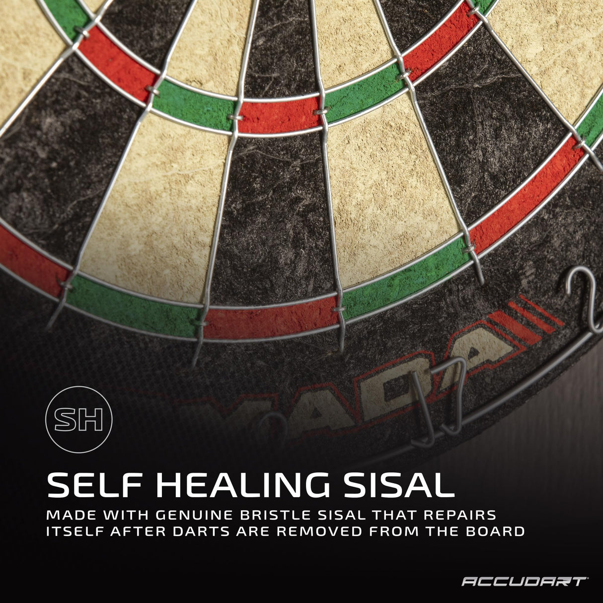 Accudart Armada Bristle Dartboard Cabinet Set - Official Size 18" x 1.5" - Self Healing Genuine Sisal - Wall Mount Cabinet Set - Round Spider Wires Reduce Bounce Outs - Rotatable Metal Number Ring Accudart