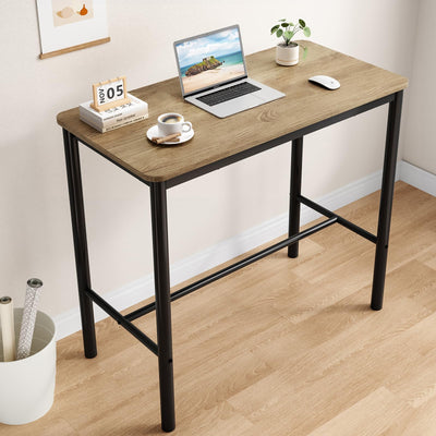 Farini 47 inch Counter Height Bar Table, Rectangular Dining Counter Tables with Metal Legs,Brown