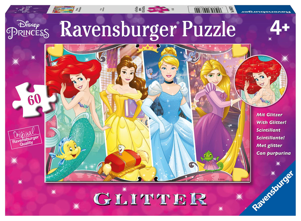 Ravensburger Disney Princess Heartsong Glitter Jigsaw Puzzle - Unique 60 Piece Puzzle for Children | Anti-Glare Surface | Skill Development Toy | Perfect Christmas or Birthday Gift Ravensburger