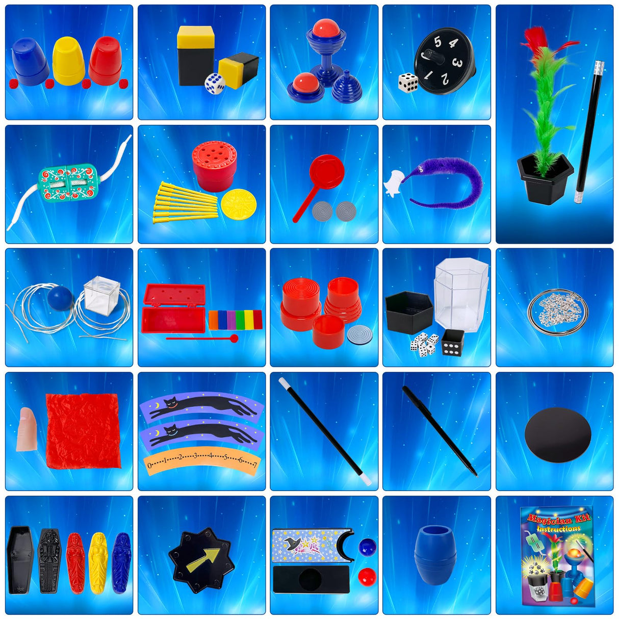 PATIFEED Magic Kit, 60 Magic Tricks for Kids Age 6-8, Magic Set with Instructions, Gift Toys for Kids Ages 6 7 8 9 10 11 12 Year Old PATIFEED