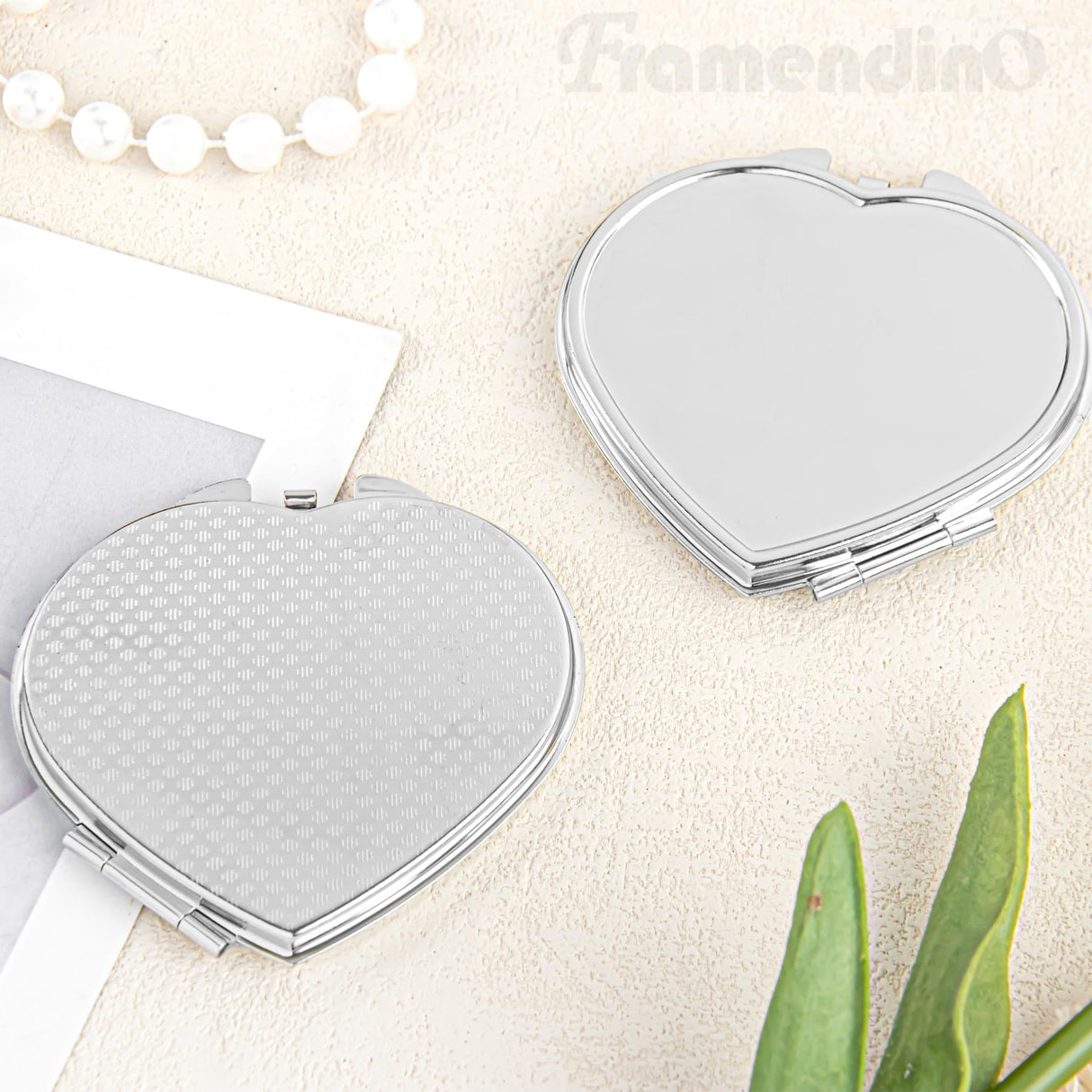 Framendino, 12 Pack Sublimation Heart Compact Mirror Blanks Transfer Portable Pocket Cosmetic Mirrors Love Folding Travel Makeup Mirror for Women Bulk Framendino