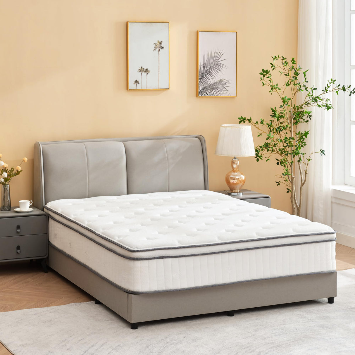 mikibama Twin Mattress, 12 Inch Hybrid Twin Size Mattress in a Box, Single Bed Mattress with Memory Foam and Pocket Spring,Tight Top Medium Firm Feel, 39"*75"*12" mikibama
