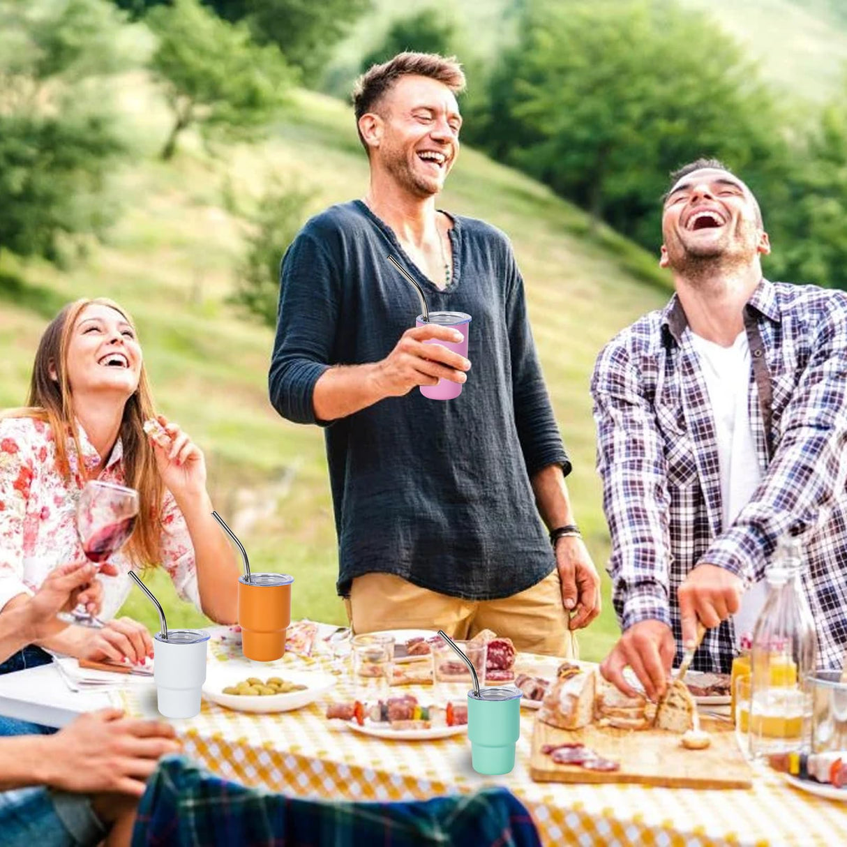 Tamarac Mini Tumbler Shot Glass with Straw, 3 oz Shot Glass with Straw and Lid, Funny Shot Glasses, Colored Stainless Steel Sublimation Tumblers,Wedding Birthday Party Favors 6 Pack Tamarac