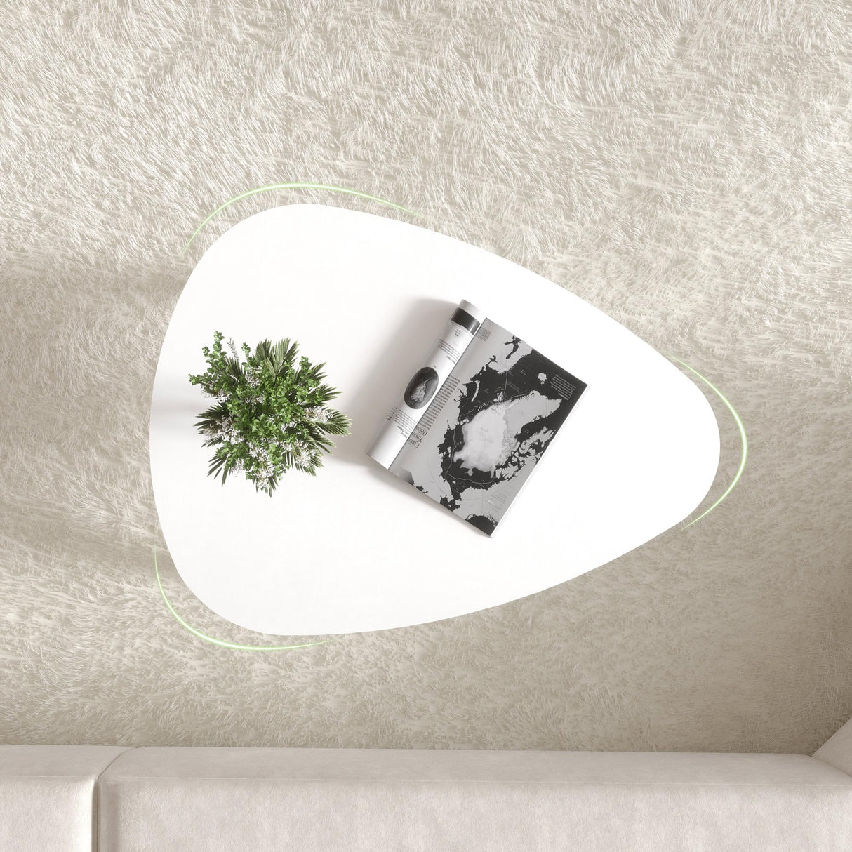 YAUKOMEL Small Oval Coffee Table,31.5" White Leaf-Shaped Center Table,Mid Century Minimalist Display Coffee Table for Living Room Small Space,Easy Assembly,White LCT50W YAUKOMEL