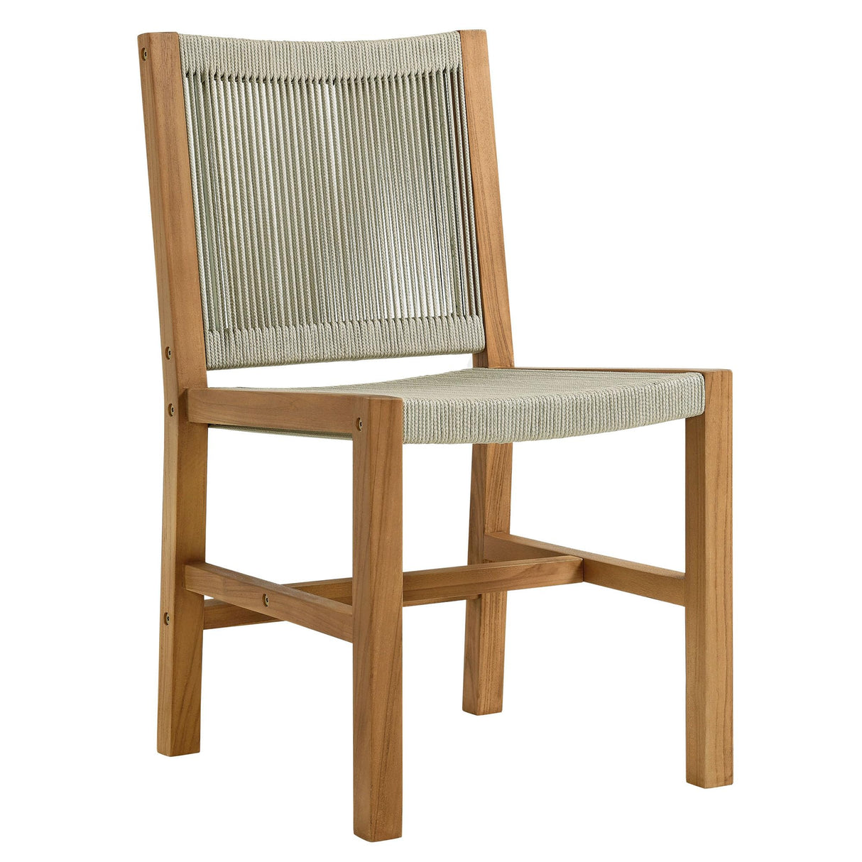 Modway Vienna Outdoor Patio Teak and Rope Armless Dining Chair Set of 2 in Natural Natural – Woven Rope Side Chairs – Teak Outdoor Dining Chairs – Weather-Resistant Deck Chairs Modway