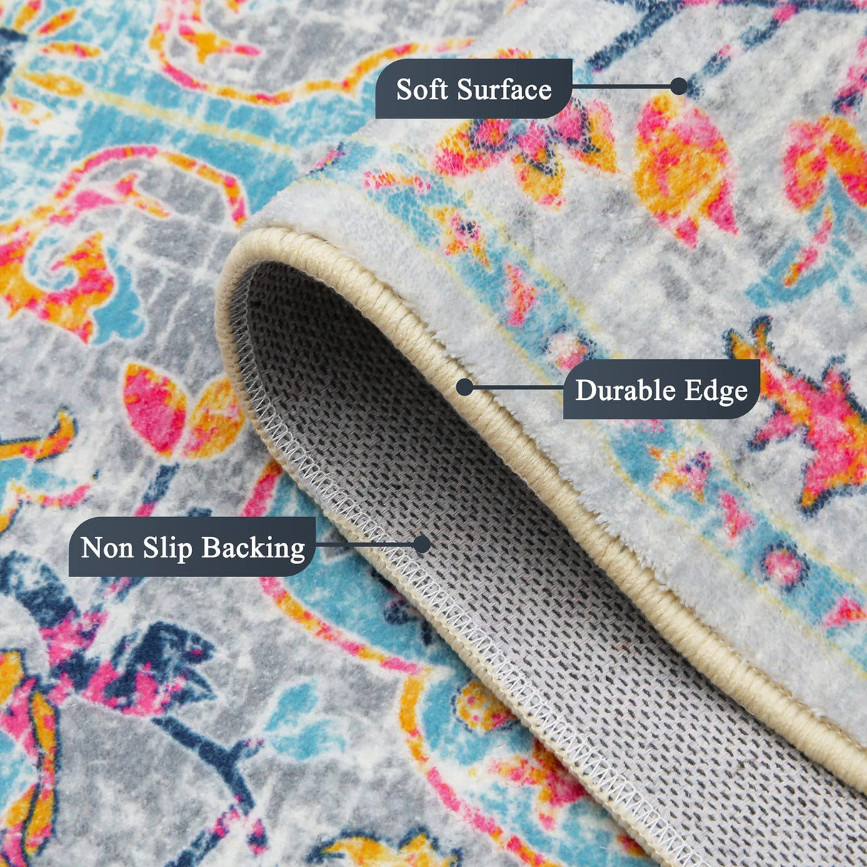 Pauwer Hallway Runner Rug 2x6 Washable Rugs Runner Non Slip Carpet Runner Boho Farmhouse Vintage Throw Area Rugs Floor Runner for Hallway Kitchen Entryway Laundry Room Bedroom Bathroom, Grey Pauwer