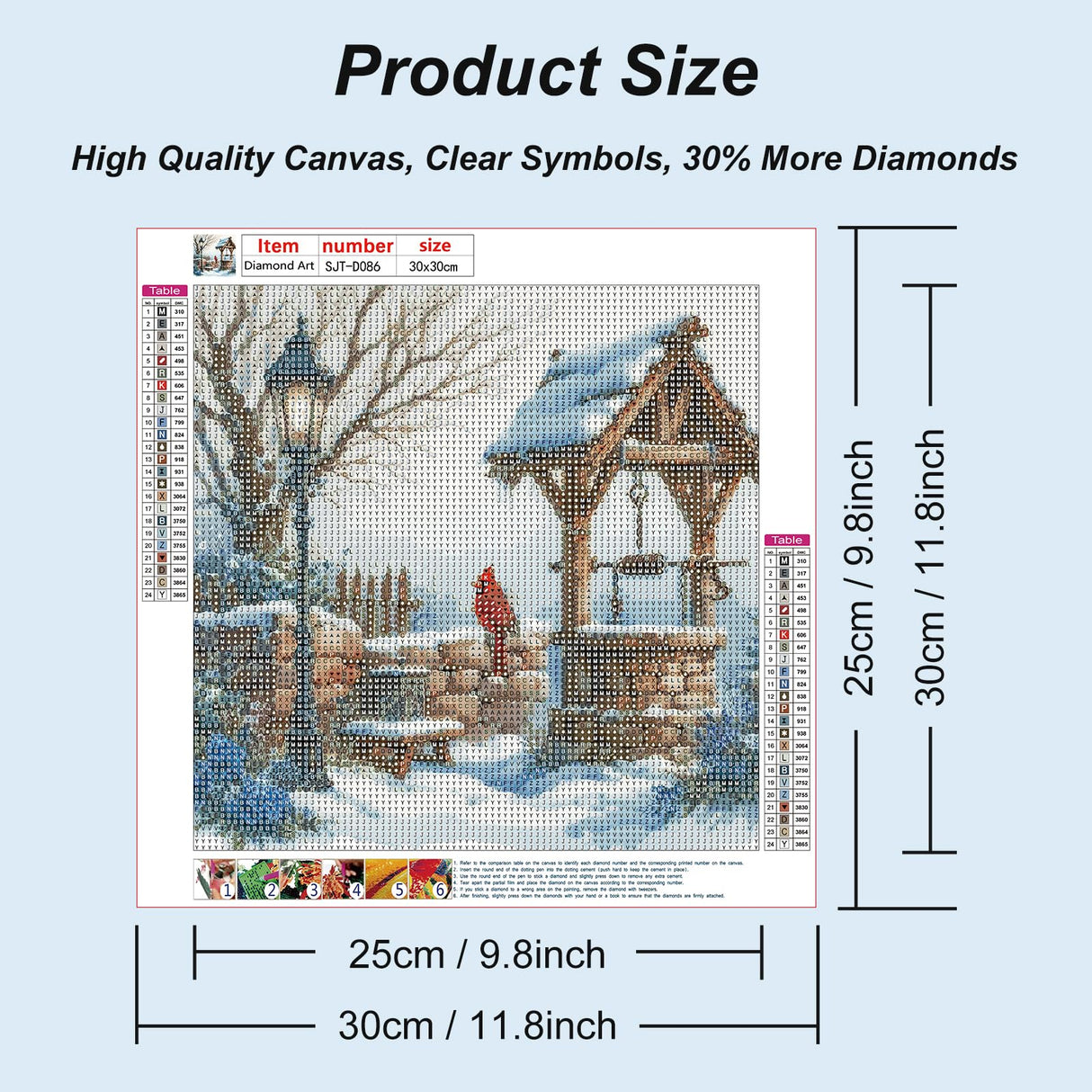 SJUTOUCI Diamond Painting Kits for Adults, Winter Diamond Art Kits for Beginners, 5D DIY Diamond Bead Dot Art, Full Drill Gem Craft Home Decor 12x12 inch, Snowscape SJUTOUCI