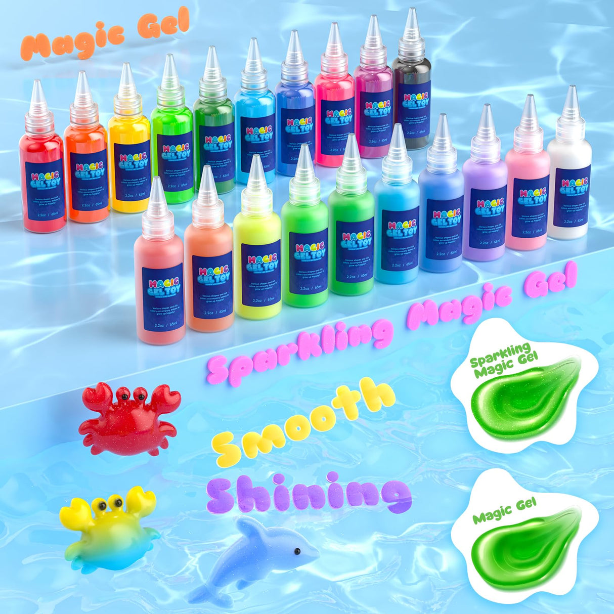 Flooyes Magic Gel Water Pets Elf Toy Kit, Aqua Water Gel Kit for Kids, Creative Squishy Maker Toy with 20 Magic and 16 Shape Molds Pets, Birthday Gifts Crafts DIY for Kids, Make Your Own Squishies Flooyes