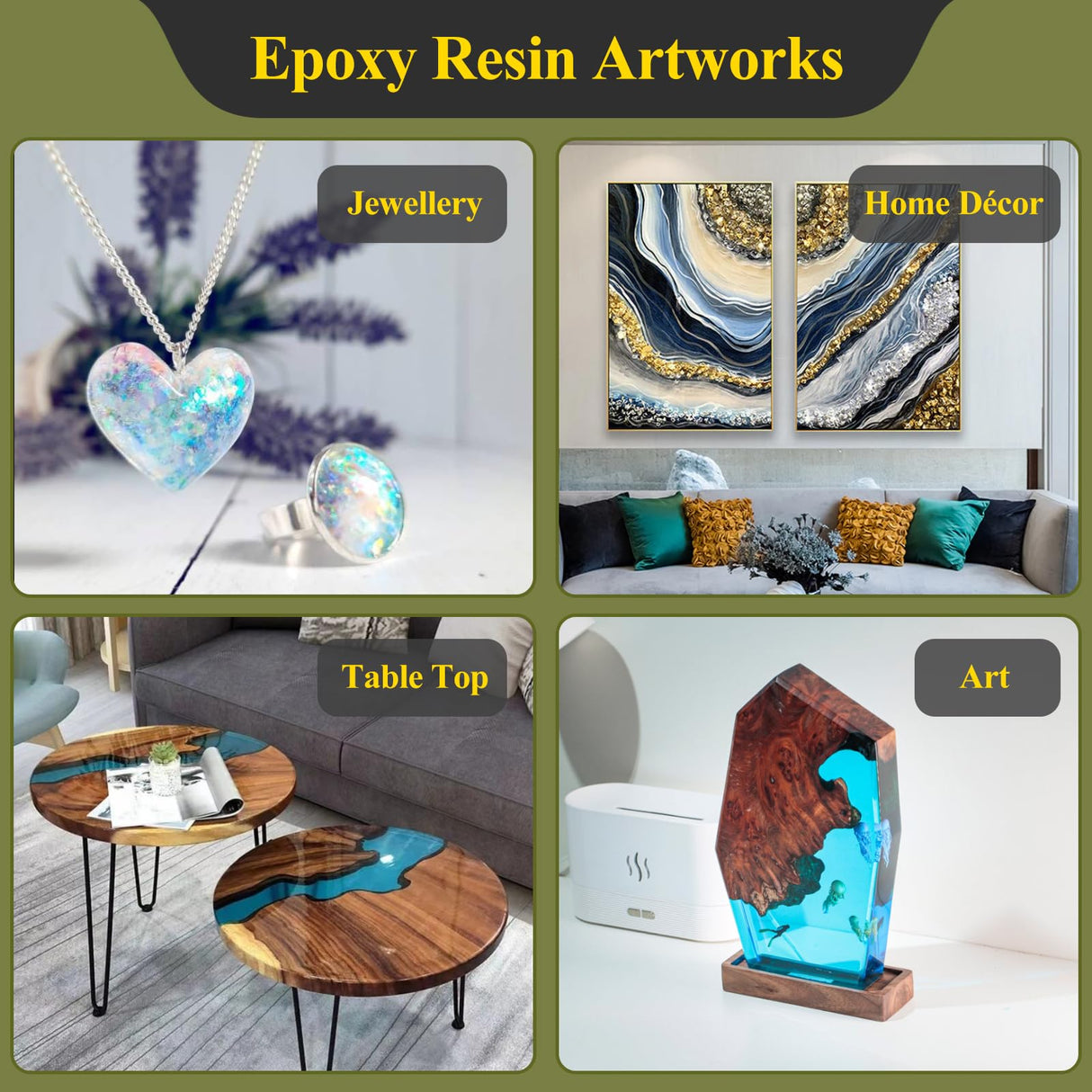 68OZ 3×UV Resistant Resin Epoxy Kit,No Bubble & Crystal Clear Epoxy Resin for Coating, Casting, Table Top,DIY, Bar Top, River Tables, Resin Art, Wood with All Accessories TAKIMO